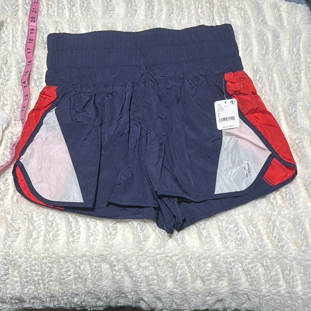 Free People Navy and Red Athletic Shorts